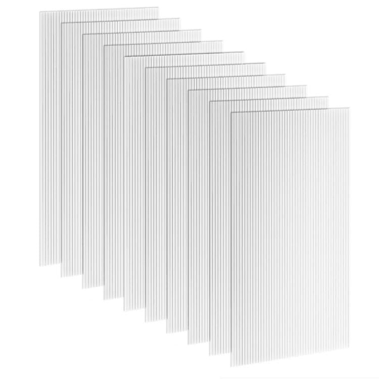 Clear twin-wall polycarbonate greenhouse panels, stacked 10-pack sheets