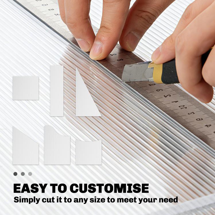 Hand cutting clear twin-wall polycarbonate sheet along the channel lines