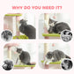 Cat tree use collage showing cats climbing and resting on platforms and ramp