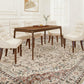 Classical floral area rug in cream with brown and rust scrollwork pattern