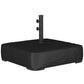 Black square parasol base cover with upright pole and two side adjustment knobs