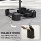 Black metal umbrella base frame with central pole holder and cross supports