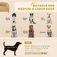 Pet sofa suitability chart showing medium and large dog breed silhouettes