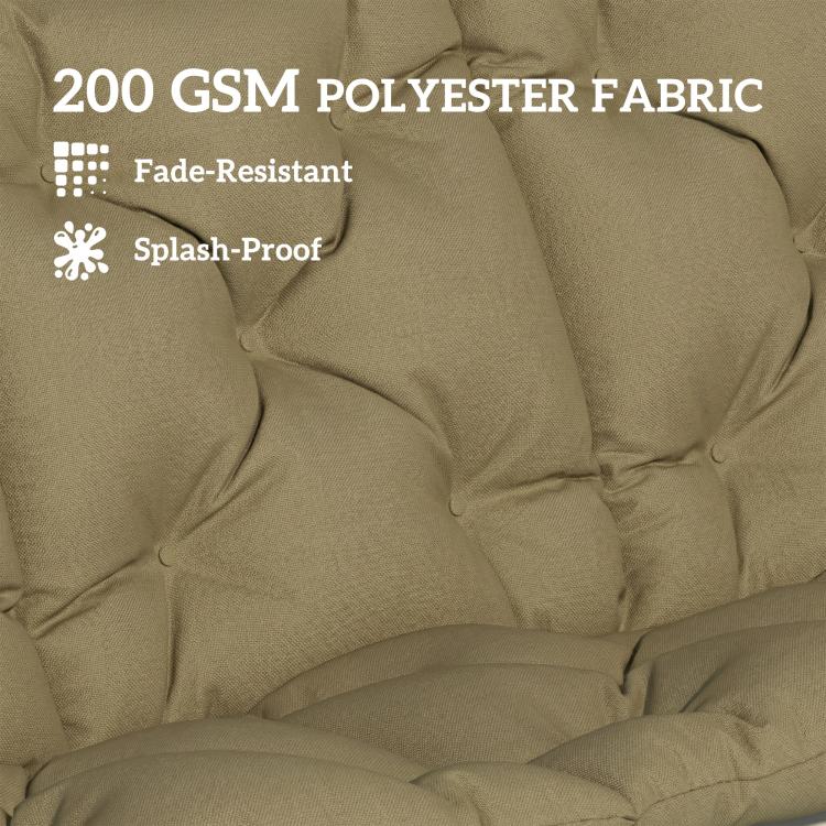 Beige polyester bench swing cushion with tufted quilting and plump padding