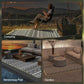 Outdoor camping rug carpet with black-and-white geometric pattern and LED border lights