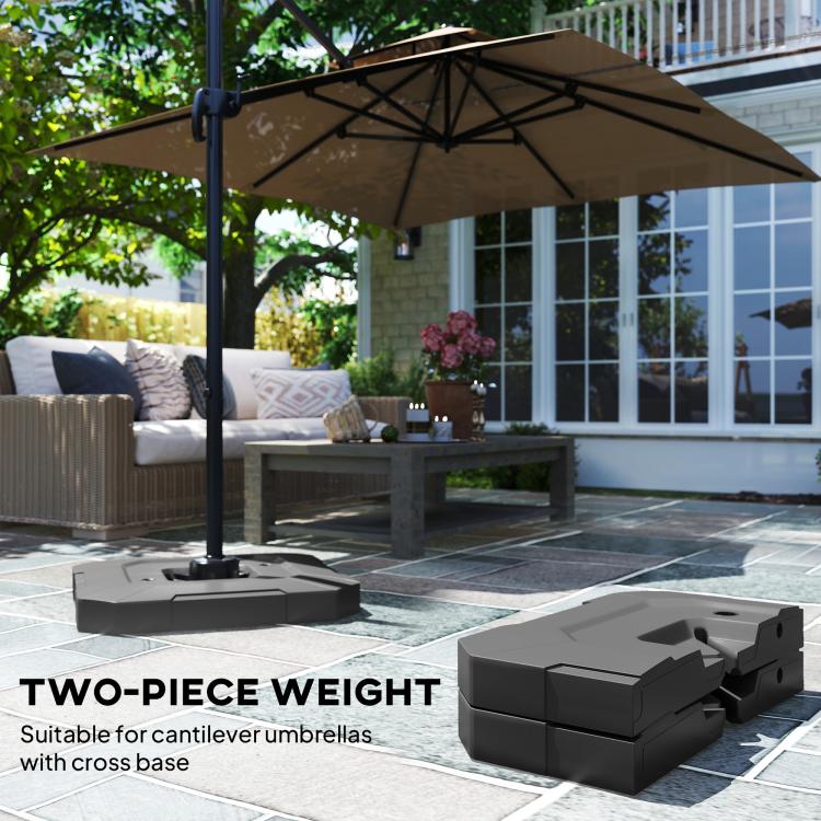 2-piece cantilever umbrella base weight set, black weights under cantilever umbrella