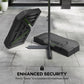 2-piece cantilever umbrella base weight set, black crossbar weights near pole