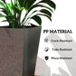 Close-up of tall dark speckled planter with crack- and fade-resistant design