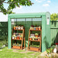 Portable mini greenhouse with roll-up door and two mesh windows, green PE cover