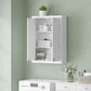 White wall cabinet with two doors and adjustable interior shelves