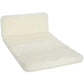 Cream plush folding floor mattress sofa, low back and wide reclining surface