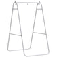 White solid steel A-frame hammock chair stand with two upper hanging hooks.