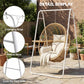 White steel A-frame stand with three hanging rings and side crossbar