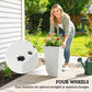 Set of three white wheeled outdoor planters for easy moving