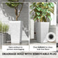 White square planter with removable drainage plug, shown with stacked set