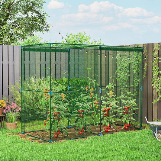 Walk-in Crop Cage, Plant Protectors from Animals with Roll Up Zippered Door, 7.9 feet x 3.9 feet x 6.1 feet, Green
