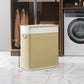 Double laundry hamper with lid and rope handle, natural woven fabric basket