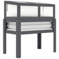 Dark gray elevated planter bed with greenhouse panels and side air vents