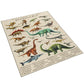 Large khaki dinosaur crawling mat, angled view showing colorful prehistoric figures.