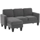 Dark gray sectional sofa with chaise ottoman section and three back cushions