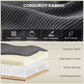 Dark gray corduroy fabric upholstery close-up with ribbed texture.