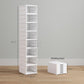 White foldable plastic shoe storage box with open door and vented design