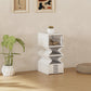 White foldable plastic shoe box stack with clear door, open compartments for shoes