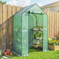 Portable green greenhouse with shelves and transparent PE walls