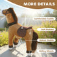 Plush rocking horse close-up showing dark brown saddle, padded body, and rolling wheels
