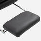 Black office chair armrest cushion with metal frame and support brackets