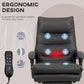 Black massage office chair with glowing vibration points and handheld remote.