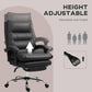 Black adjustable massage office chair with padded footrest and recline backrest.