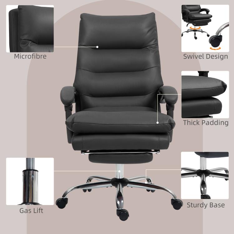 Black massage office chair with microfiber look upholstery and thick padded seat.