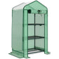 Green screen-roof mini greenhouse with front mesh door and side panels