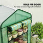 Green mini greenhouse with rolled-up zipper door and cylindrical PE cover roof
