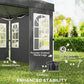 Dark gray canopy tent side panel with windows plus included stability accessories and tie-downs