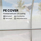 White PE greenhouse cover panel with arched metal frame detail