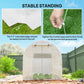 White tunnel greenhouse with reinforced bottom edges and ground stakes support