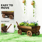 Wooden wagon planter box for easy moving, four wheels and long handle