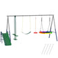 Kids swing set with slide-style frame, multiple swings, and colorful glider