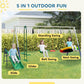 Five-in-one kids swing set with slide, standing swing, belt swing, and nest swing