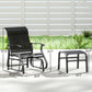 Black glider chair and ottoman set with dimensions shown