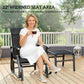 Black high-back patio glider chair with wide seat and ottoman footrest