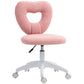 Pink heart-back teddy fleece armless desk chair on white caster base