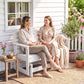 Distressed white 2-person slatted rocking glider bench with arms