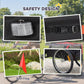 Dog bike trailer features close-up: reflectors, adjustable safety leash, red flag