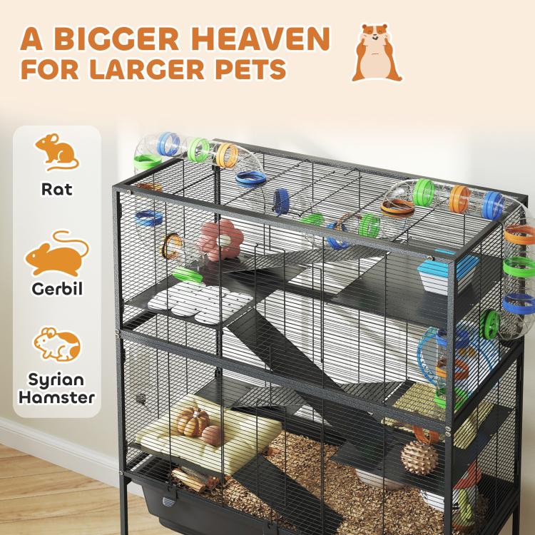 Large multi-tier wire cage with ramps and tunnels, for small pets