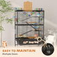Wire pet cage with deep tray and multiple doors for easy access