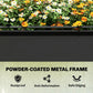 Black powder-coated metal raised garden bed frame with drainage-ready base