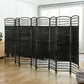 Black 8-panel folding privacy screen with wave lattice mesh